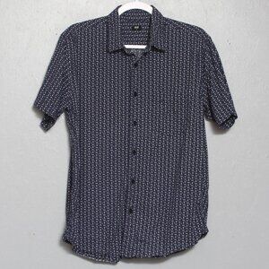 Uniqlo navy white shirt sleeve button up cotton shirt